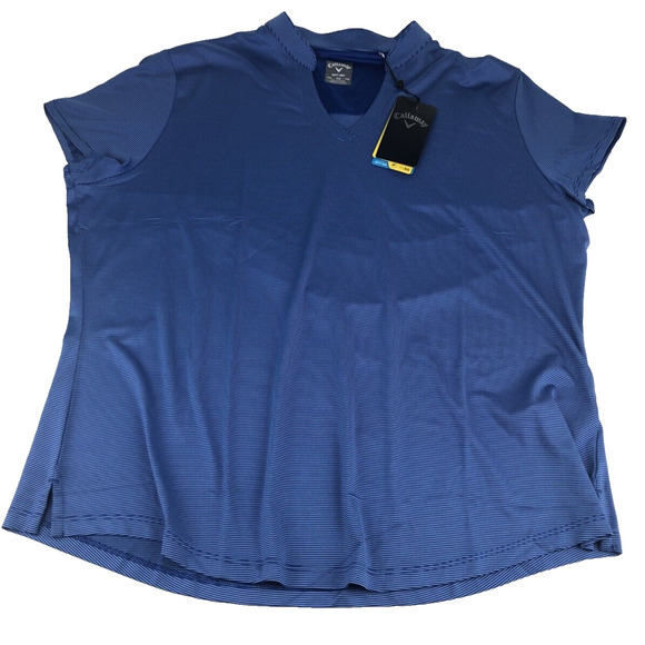 Callaway Men's Golf Shirt Opti-Dri XXL Blue Stripe UPF 50 Sun Protection Fabric - Picture 1 of 16